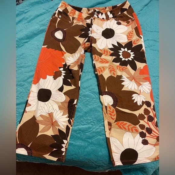 LOFT Pants - Ann Taylor LOFT CORAL, BROWN, Floral Capris Pants size‎ 6 NEW WITHOUT TAGS